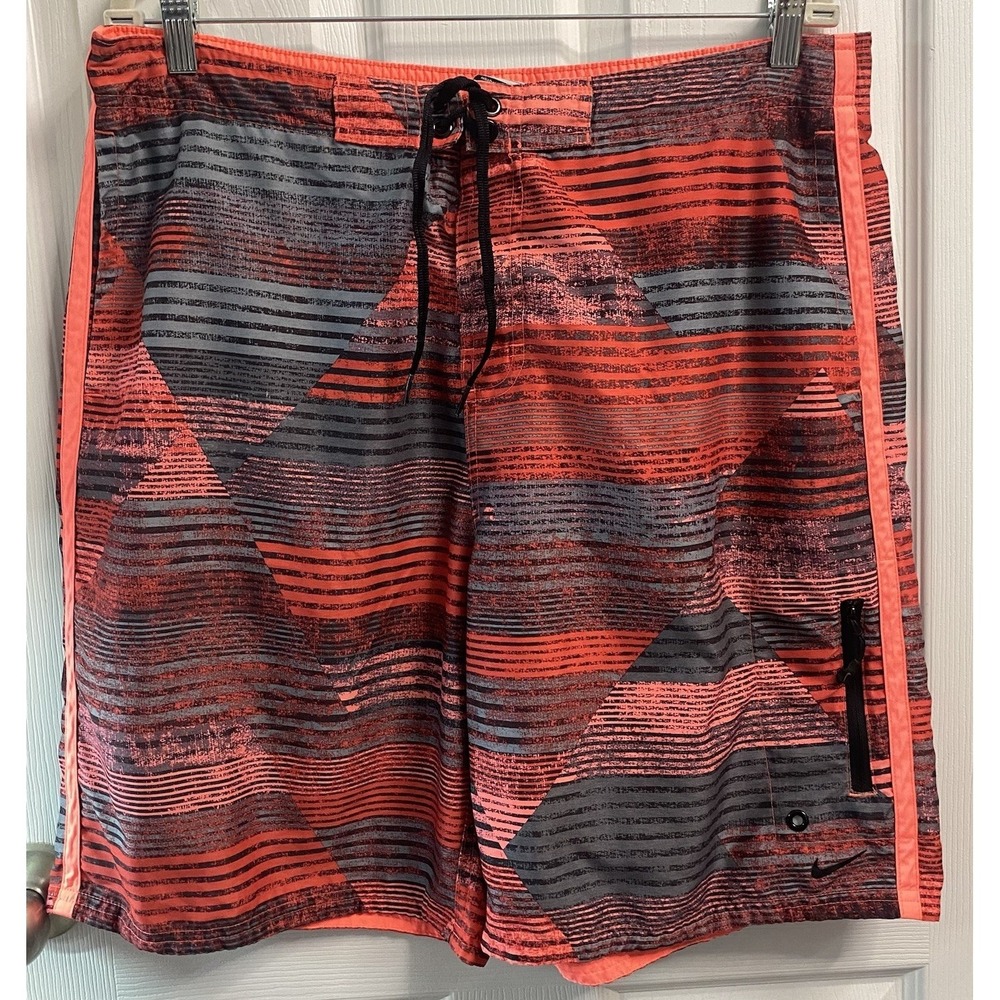 Nike Mens Red & Gray‎ Board Shorts Swim Trunks Size L